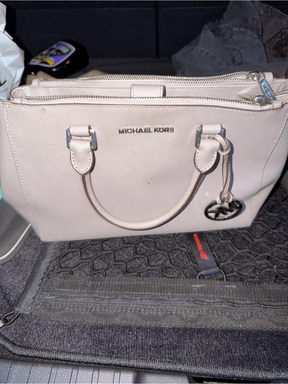 Michael Kors Light Blush Saffiano Leather Satchel with MK Charm